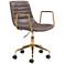 Zuo Eric Brown Faux Leather Adjustable Swivel Modern Office Chair