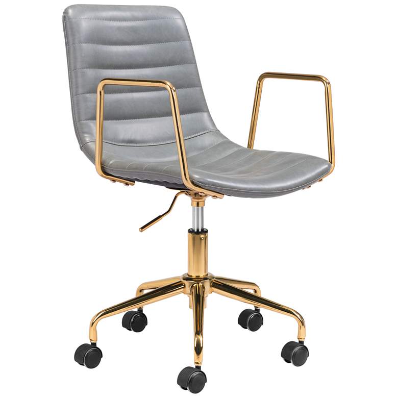 Image 1 Zuo Eric Gray Faux Leather Adjustable Swivel Modern Office Chair