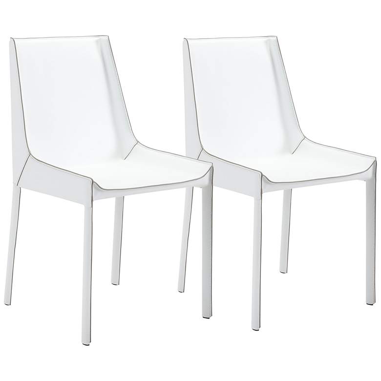 Image 1 Zuo Fashion White Faux Leather Dining Chairs Set of 2