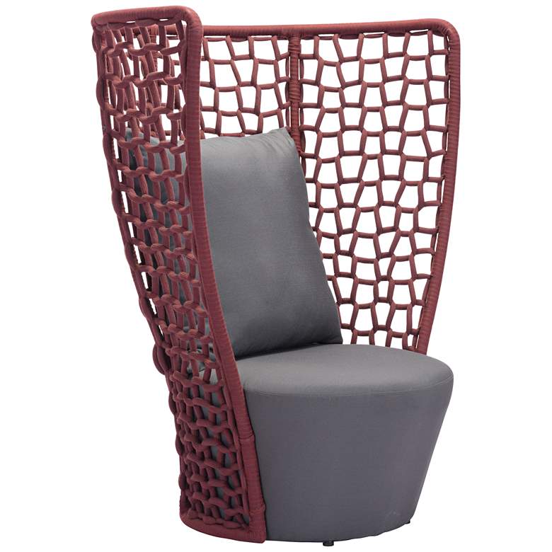 Image 1 Zuo Faye Bay Beach Cranberry and Gray Outdoor Accent Chair