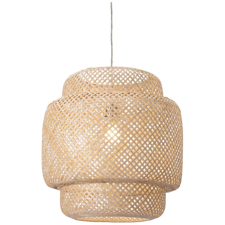 Image 1 Zuo Finch 19" Wide Faux Straw Drum Ceiling Pendant