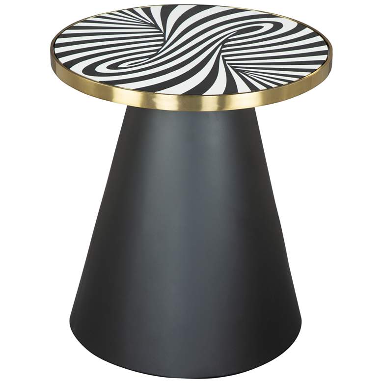 Image 1 Zuo Fission 18" Wide Black and White Round Side Table