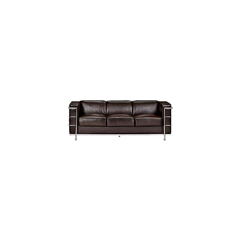 Image 1 Zuo Fortress Collection 76 inch Wide Espresso Leather Sofa