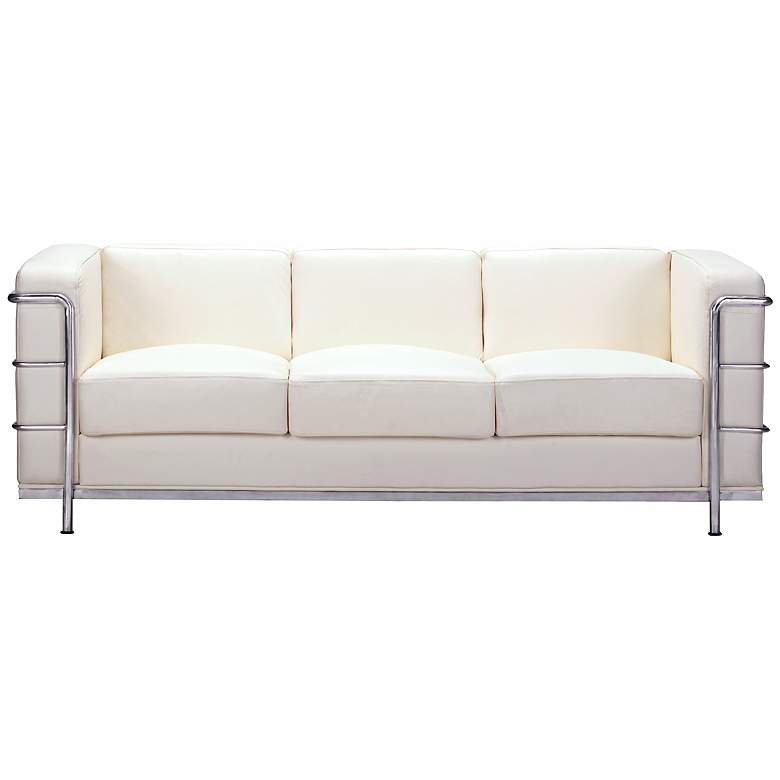 Image 1 Zuo Fortress Collection White Leather Sofa