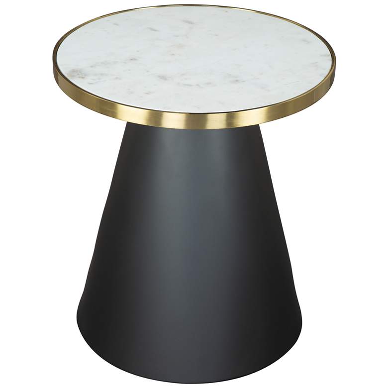 Image 1 Zuo Fusion 18" Wide White Marble Black Metal Round Side Table