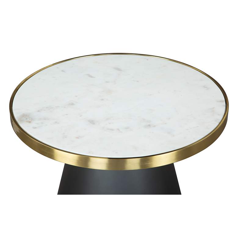 Zuo Fusion 18&quot; Wide White Marble Black Metal Round Side Table more views