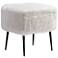 Zuo Fuzz White Faux Fur Square Accent Stool