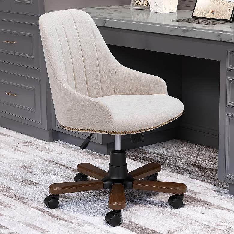 Image 1 Zuo Gables Beige Faux Leather Adjustable Swivel Office Chair