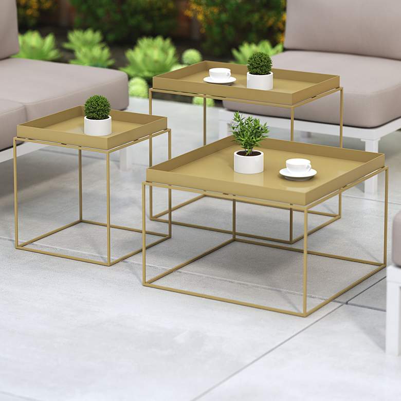 Image 1 Zuo Gaia 23 1/2" Wide Gold Nesting Tables Set of 3
