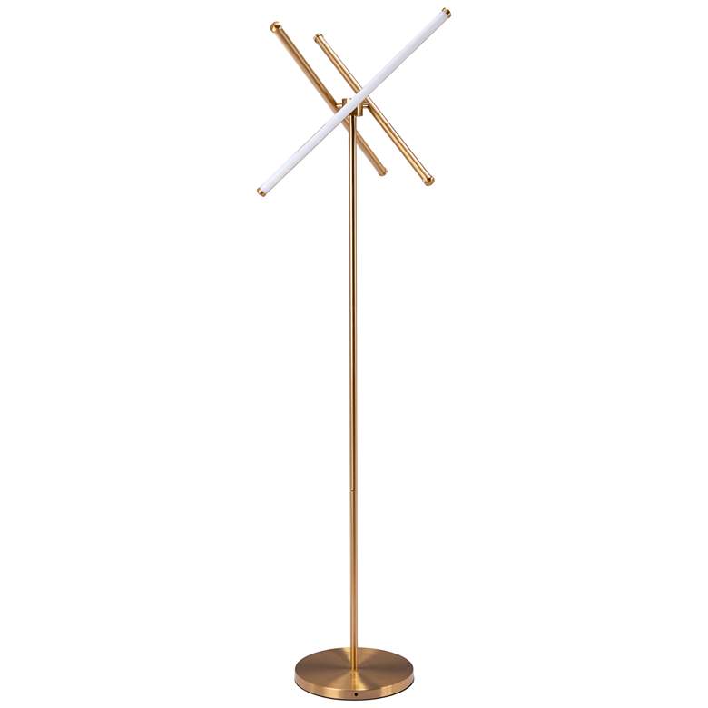 Image 1 Zuo Garza 65" High Brass Finish Cross Arm Modern Floor Lamp