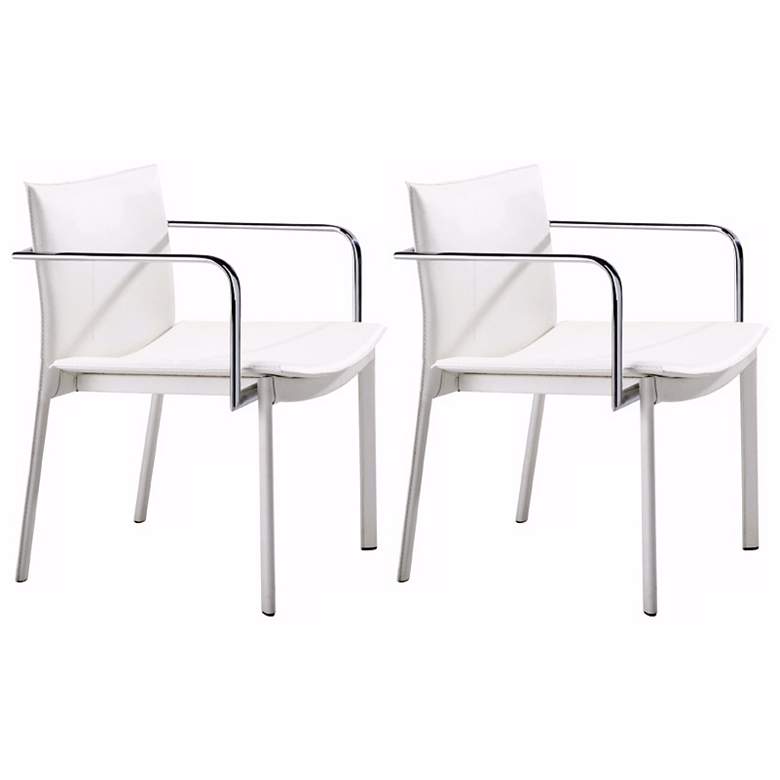 Image 1 Zuo Gekko White and Chrome Set of 2 Conference Chairs