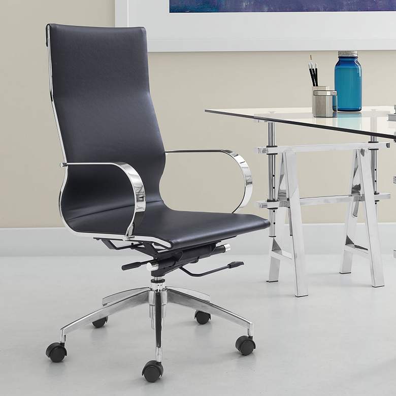Image 1 Zuo Glider Black Faux Leather High Back Office Chair
