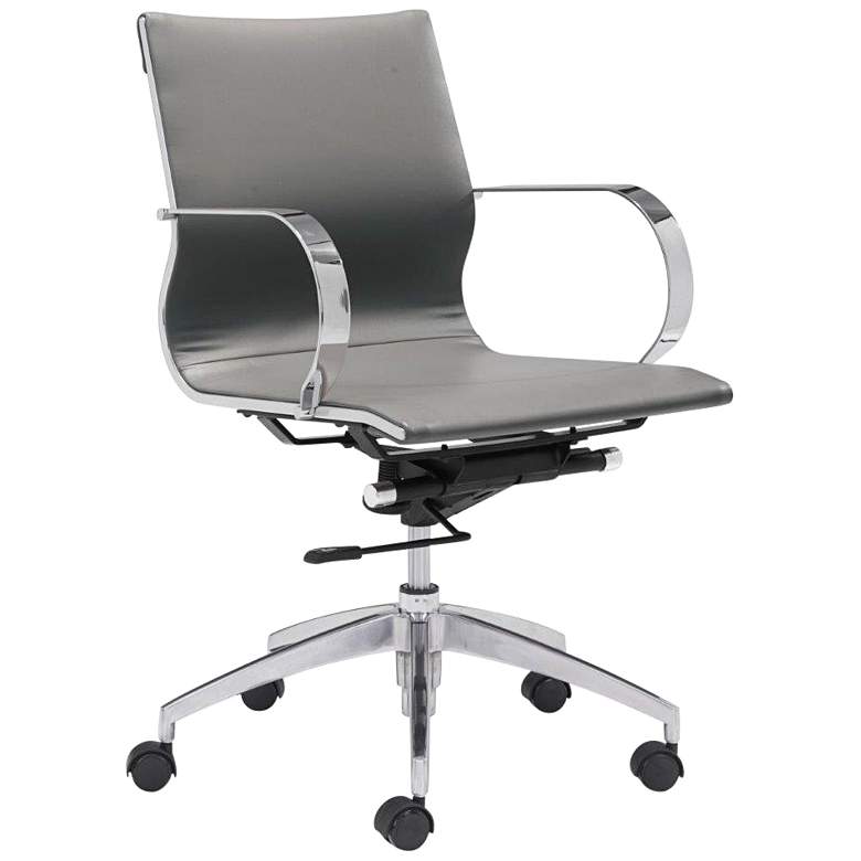 Image 1 Zuo Glider Gray Faux Leather Low Back Office Chair