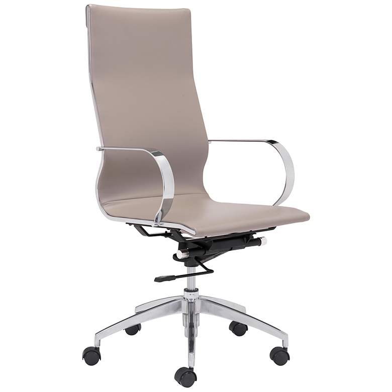 Image 2 Zuo Glider Taupe Faux Leather High Back Modern Swivel Office Chair