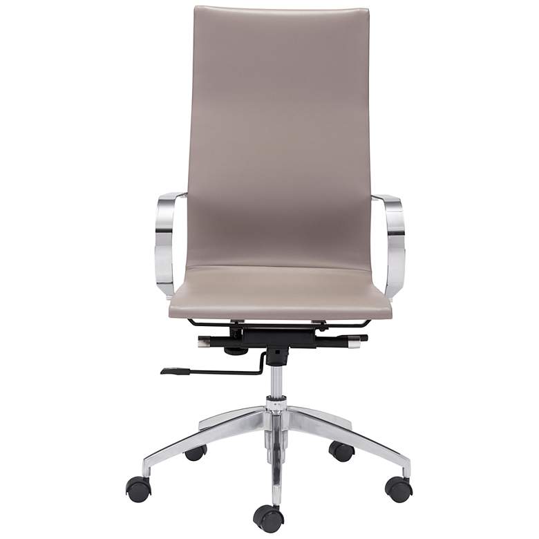 Image 6 Zuo Glider Taupe Faux Leather High Back Modern Swivel Office Chair more views