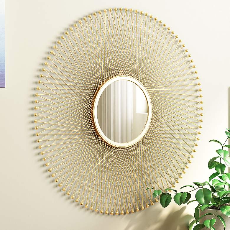 Image 1 Zuo Glow Gold 35" Round Decorative Wall Mirror