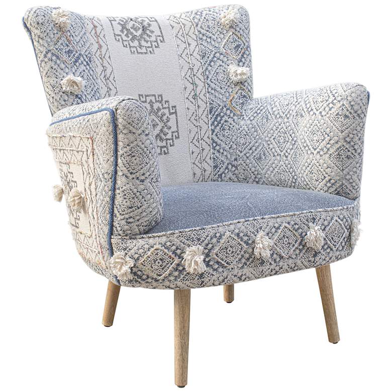 Image 1 Zuo Goa Blue and White Cotton Fabric Accent Chair