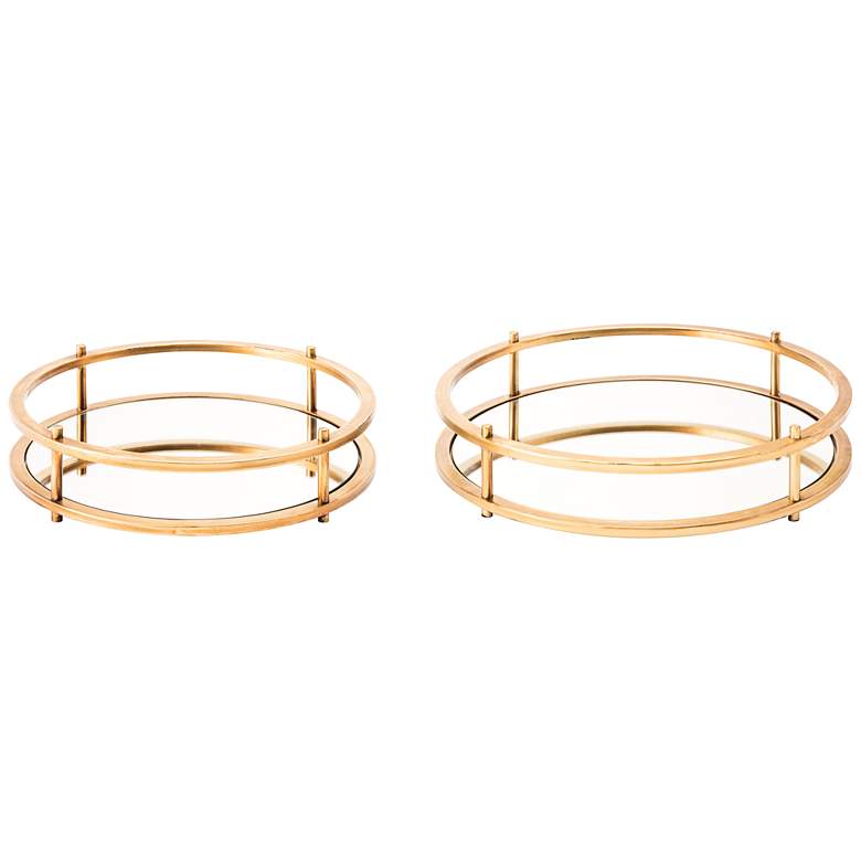 Image 1 Zuo Gold Mirrored Tray Set Of 2