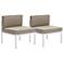 Zuo Golden Beach Taupe Fabric Outdoor Middle Chair Set of 2