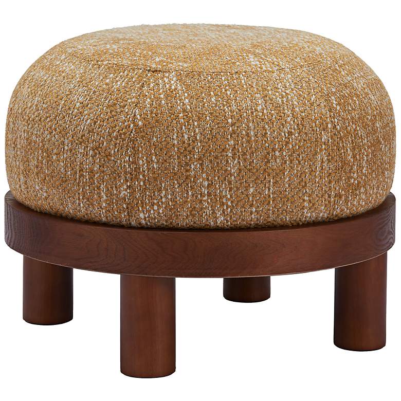 Image 1 Zuo Gome Oatmeal Yellow Polyester Fabric Round Ottoman