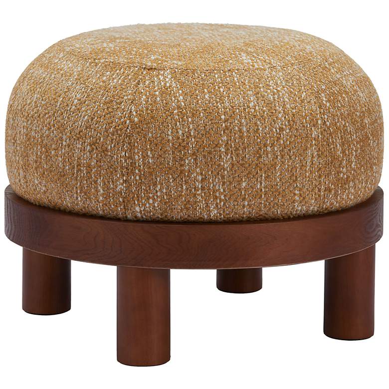 Image 2 Zuo Gome Oatmeal Yellow Polyester Fabric Round Ottoman more views