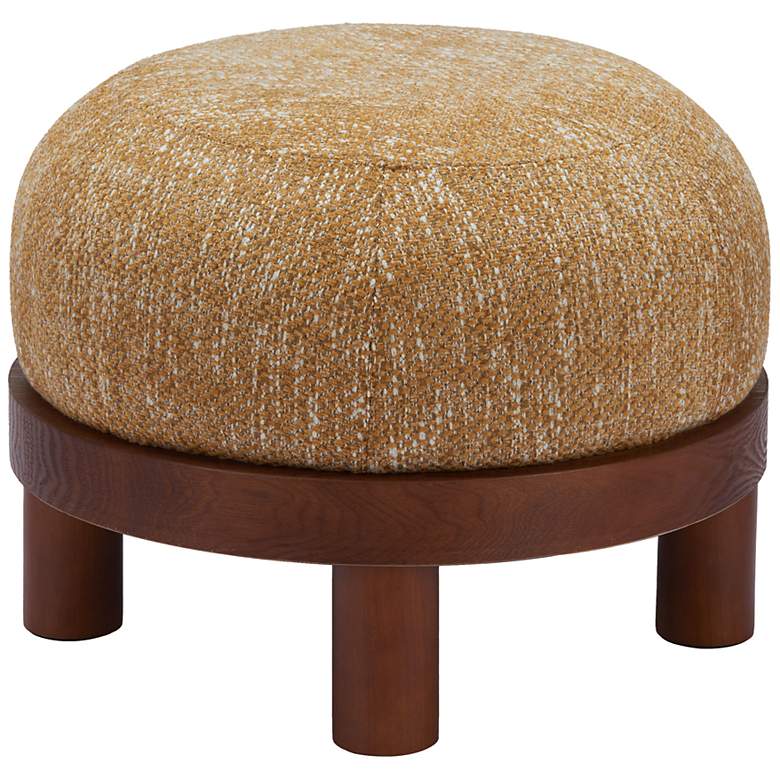 Image 3 Zuo Gome Oatmeal Yellow Polyester Fabric Round Ottoman more views