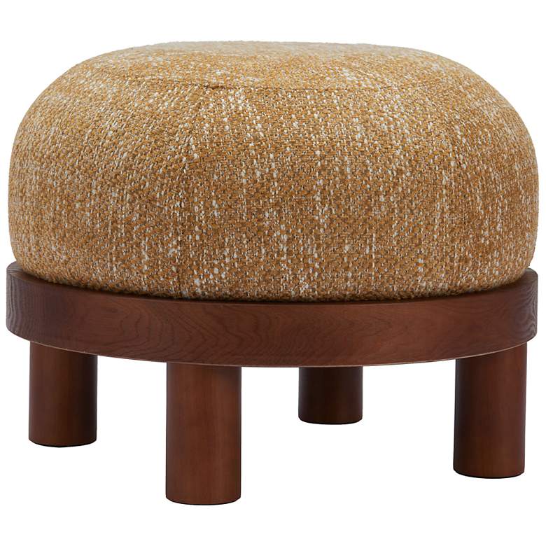 Image 5 Zuo Gome Oatmeal Yellow Polyester Fabric Round Ottoman more views