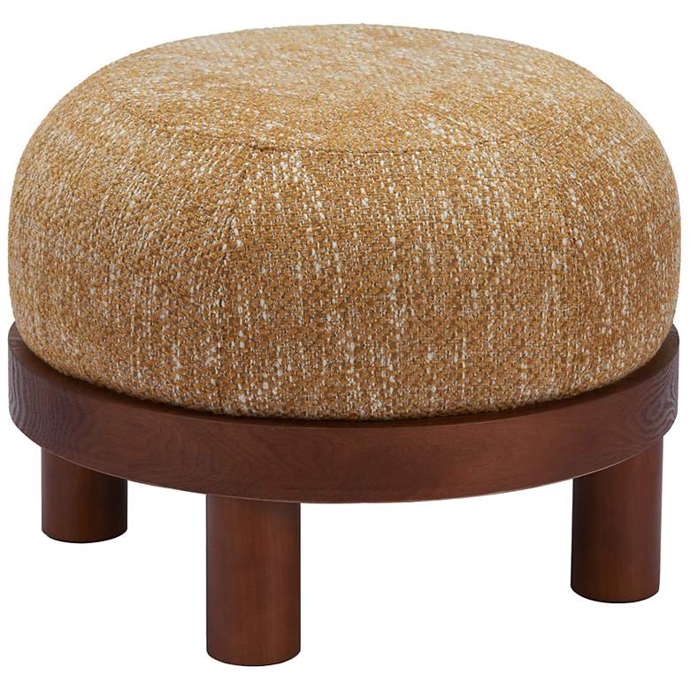 Image 6 Zuo Gome Oatmeal Yellow Polyester Fabric Round Ottoman more views