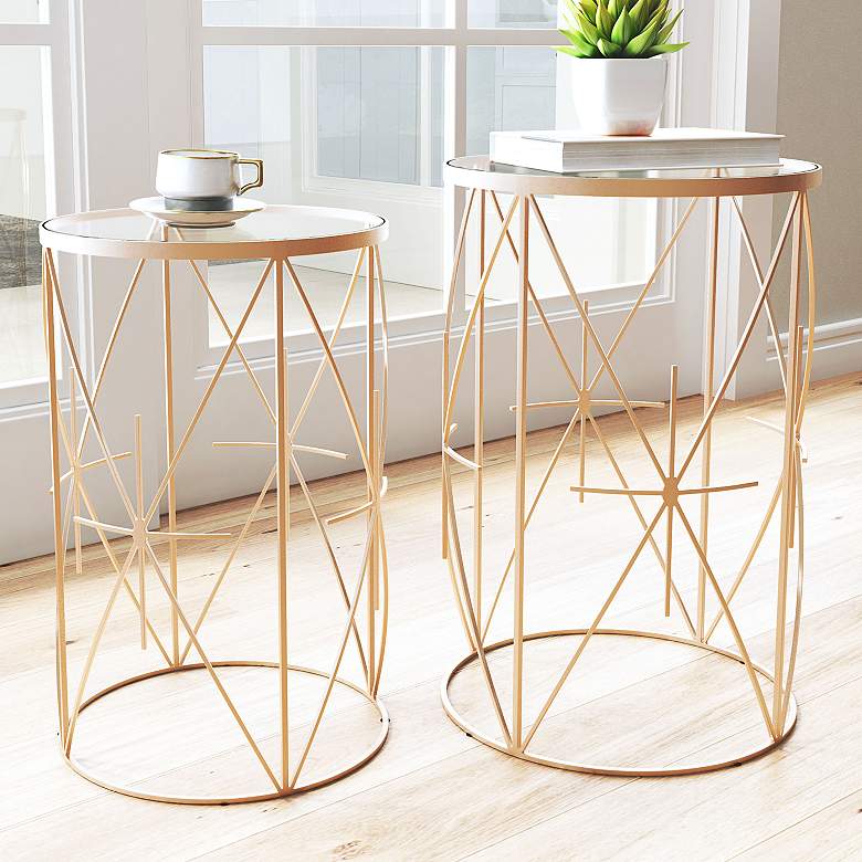 Image 1 Zuo Hadrian Gold 2-Piece Side Tables Set