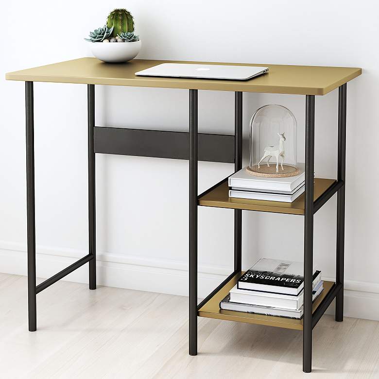 Image 1 Zuo Harris 36 inch Wide Brass and Black Desk