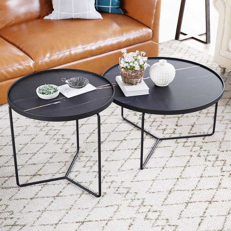 Image 1 Zuo Harrison Black Round Coffee Tables Set of 2
