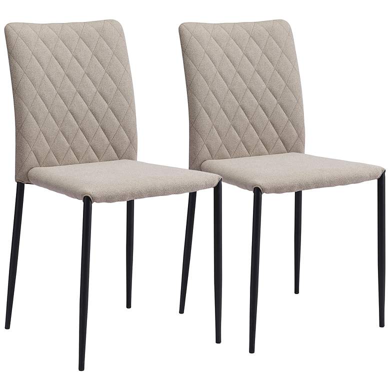 Image 2 Zuo Harve Beige Fabric Dining Chairs Set of 2