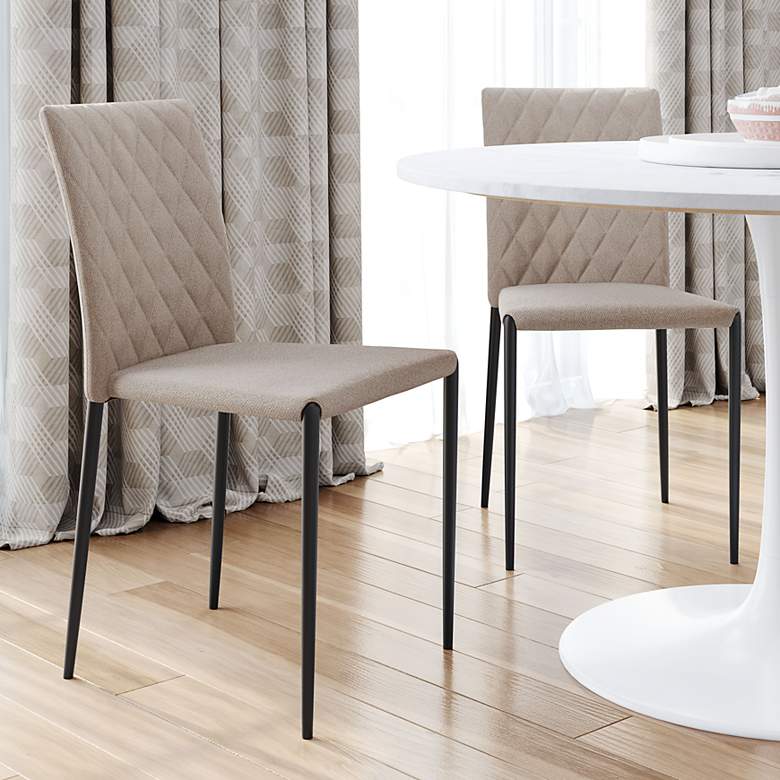 Image 1 Zuo Harve Beige Fabric Dining Chairs Set of 2