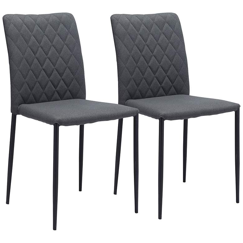 Image 2 Zuo Harve Gray Faux Leather Dining Chairs Set of 2