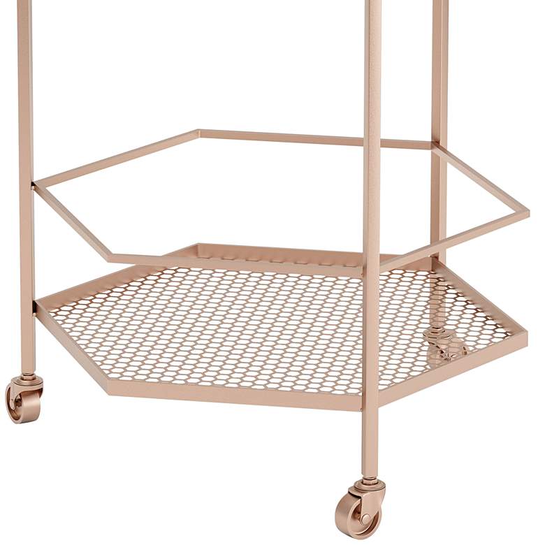 Image 4 Zuo Hex 18 1/4" Wide Gold Metal Wheeled Bar Cart more views