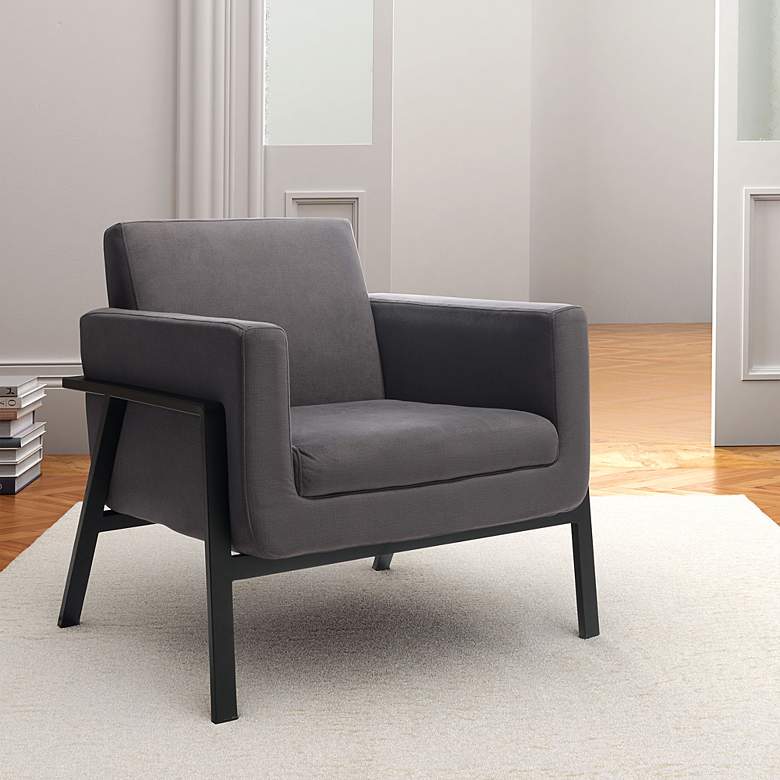 Image 1 Zuo Homestead Gray Fabric Modern Lounge Chair