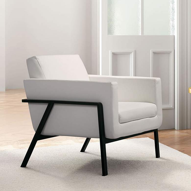 Image 1 Zuo Homestead White Faux Leather Modern Lounge Chair