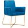 Zuo Honoria Blue Fabric and Gold Steel Armchair