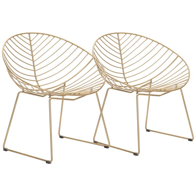Image 1 Zuo Hyde Gold Metal Lounge Chairs Set of 2