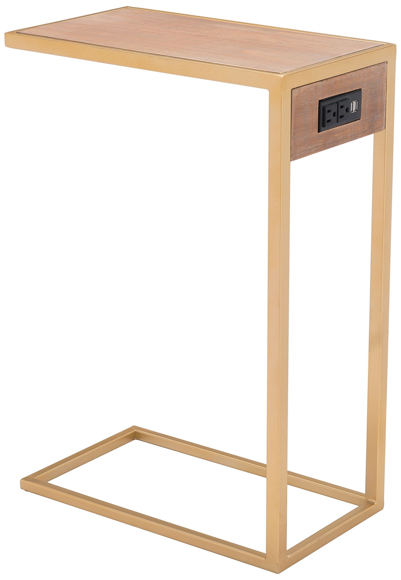 Zuo Ike 26" Wide Brown Gold Side Table with Power Outlet