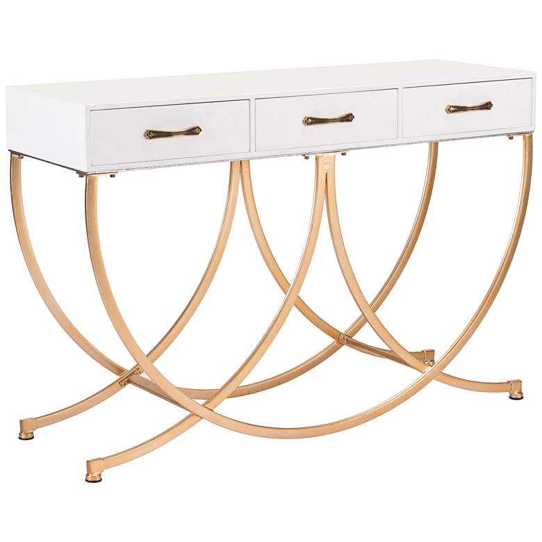 Image 1 Zuo Infinity 47 inch Wide White Wood and Gold Console Table