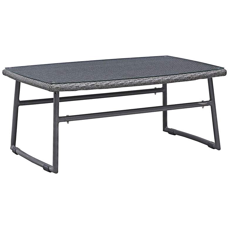 Image 1 Zuo Ingonish Beach Cozy Weave Gray Outdoor Coffee Table