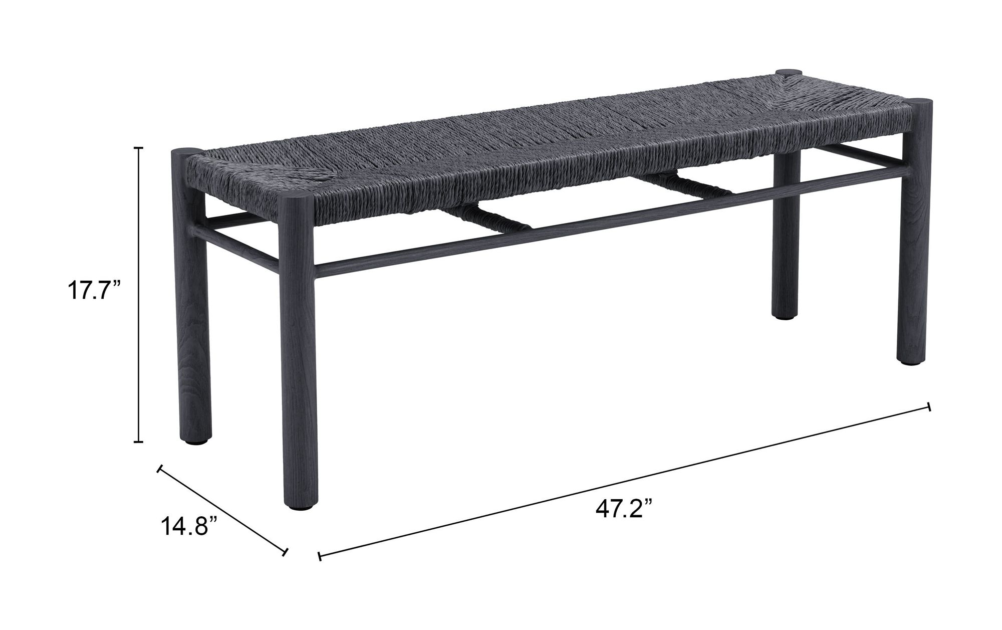 Image 7 Zuo Iska 47 1/4" Black Rectangular Accent Bench more views