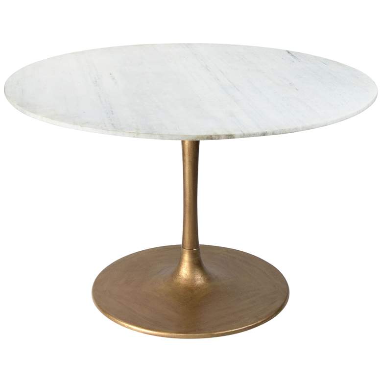 Image 1 Zuo Ithaca 47" Wide White and Gold Round Dining Table