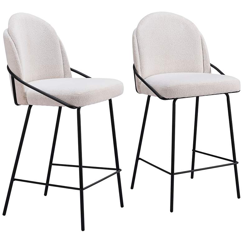 Image 1 Zuo Jambi 26 1/2" Ivory Counter Stool Set of 2