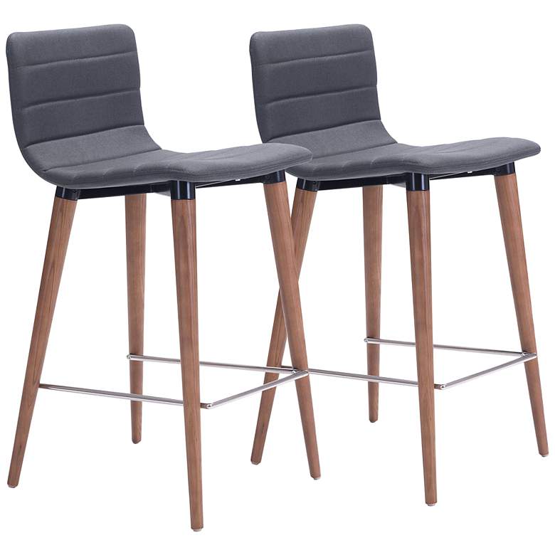 Image 2 Zuo Jericho 26 inch Gray Fabric Modern Counter Stools Set of 2