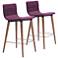 Zuo Jericho 26" Purple Fabric Counter Stools Set of 2