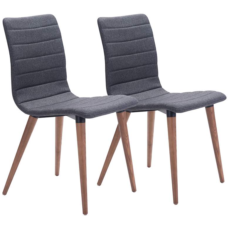 Image 3 Zuo Jericho Gray Fabric Modern Dining Chairs Set of 2