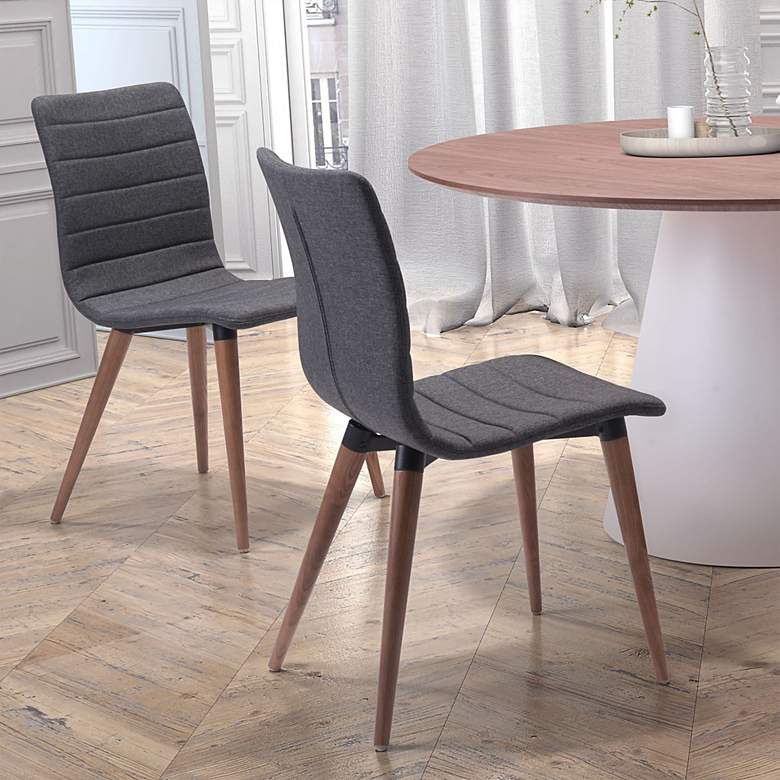 Image 2 Zuo Jericho Gray Fabric Modern Dining Chairs Set of 2