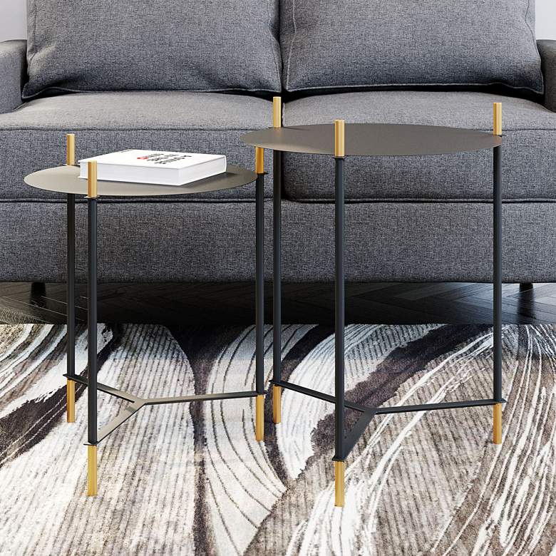 Image 1 Zuo Jerry Painted Black and Gold Metal Side Tables Set of 2